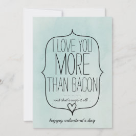 Vattenfärg Cute Heart Funny Bacon Valentines day Julkort