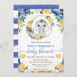 Vattenfärg Cute Jungle Elephant Baby Shower Inbjudningar