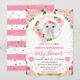 Vattenfärg Cute Jungle Elephant Baby Shower Inbjudningar