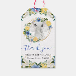 Vattenfärg Cute Jungle Elephant Blommigt Baby Show Presentetikett