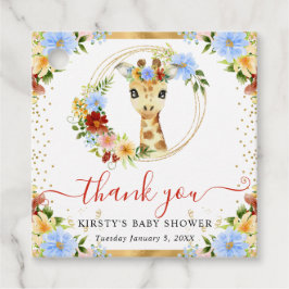 Vattenfärg Cute Jungle Giraffe Blommigt Baby Showe Gåvor Etiketter