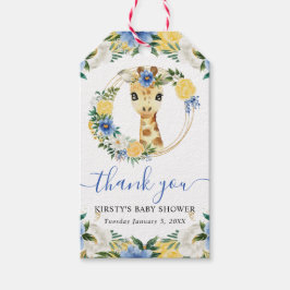 Vattenfärg Cute Jungle Giraffe Blommigt Baby Showe Presentetikett