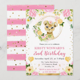 Vattenfärg Cute Jungle Lejona Barns födelsedag Inbjudningar