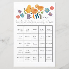 Vattenfärg Cute Little Chicken Baby Shower Bingo