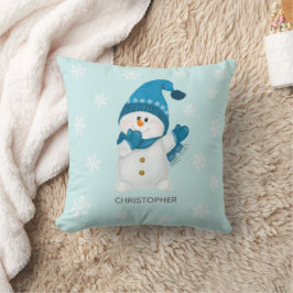 Vattenfärg Cute Little Snögubbe Beanie Blue Baby Kudde