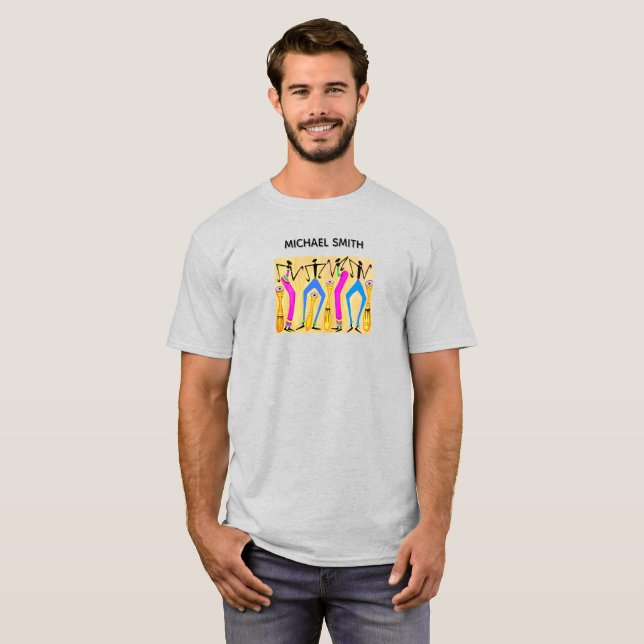Vattenfärg, Cute Lycklig Dance T Shirt (Hel framsida)