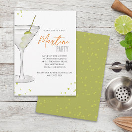 Vattenfärg Cute Martini Party Whimsical Roligt Dri Inbjudningar