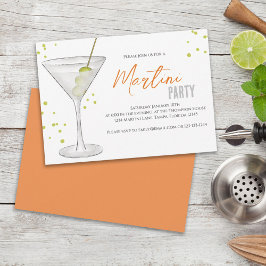Vattenfärg Cute Martini Party Whimsical Roligt Dri Inbjudningar