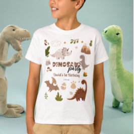Vattenfärg Cute Neutralt Dinosaur Party Birthday T Shirt