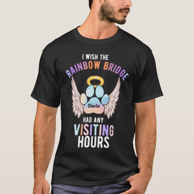Vattenfärg Cute Pet Tass Hund Cat Memorial Vingar T Shirt (Framsida)