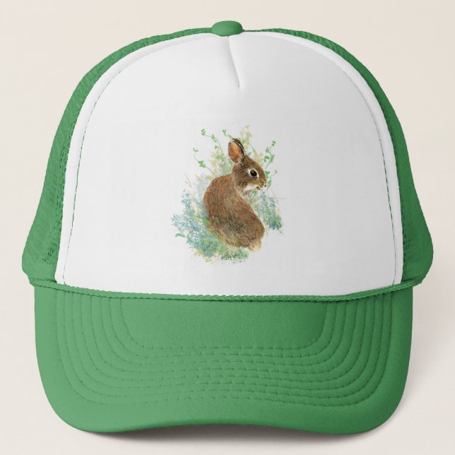 Vattenfärg Cute Rabbit Bunny Farm Animal Art Keps (Framsida)