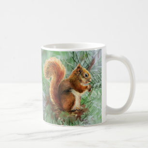 Vattenfärg Cute Red Squirrel Animal Natature Art Kaffemugg