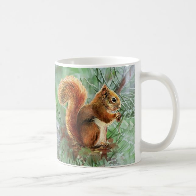 Vattenfärg Cute Red Squirrel Animal Natature Art Kaffemugg (Höger)