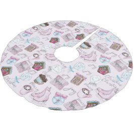 Vattenfärg Cute Rosa jul Julgransmatta Borstad Polyester