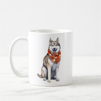 Vattenfärg Cute Siberian husky Hund Kaffemugg