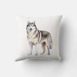 Vattenfärg Cute Siberian husky Hund Kudde