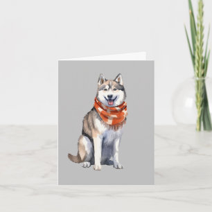 Vattenfärg Cute Siberian husky Hund Tack Kort