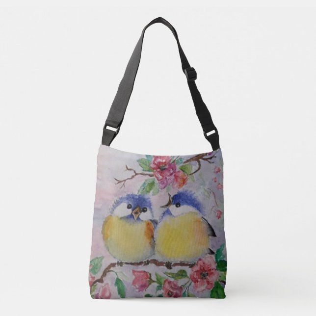 Vattenfärg - Cute Sparrows - Axelväska (Framsida)