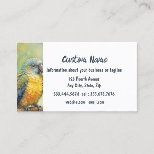 Vattenfärg Cute Tropical Parrot Bird Nature Art Visitkort