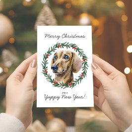 Vattenfärg Dachshund Helgdag UtandningstJulkort Helgkort