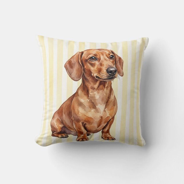 Vattenfärg Dachshund Kuddcover Kudde (Framsida)
