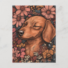 Vattenfärg Dachshund Postkort  Vykort