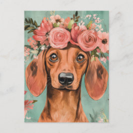 Vattenfärg Dachshund Postkort  Vykort