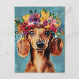 Vattenfärg Dachshund Postkort  Vykort