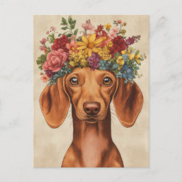 Vattenfärg Dachshund Postkort  Vykort