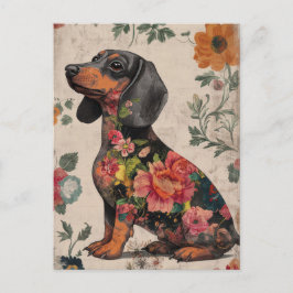 Vattenfärg Dachshund Postkort  Vykort