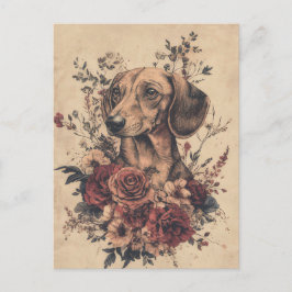 Vattenfärg Dachshund Postkort  Vykort