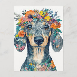 Vattenfärg Dachshund Postkort  Vykort