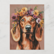 Vattenfärg Dachshund Postkort