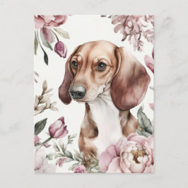 Vattenfärg Dachshund Postkort  Vykort