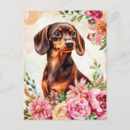 Vattenfärg Dachshund Postkort  Vykort