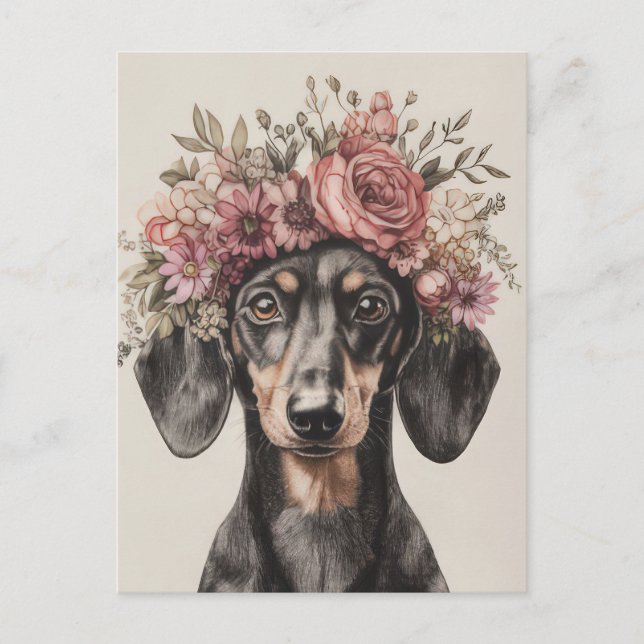 Vattenfärg Dachshund Postkort  Vykort (Framsida)