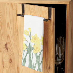 Vattenfärg Daffodil Kökshandduk