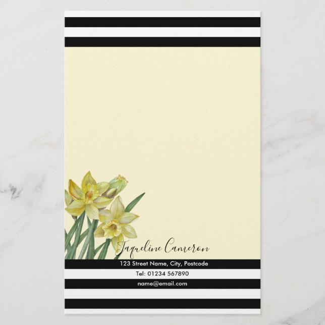 Vattenfärg Daffodils botaniska illustrationer Brevpapper (Framsida)