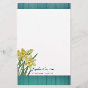 Vattenfärg Daffodils botaniska illustrationer Brevpapper