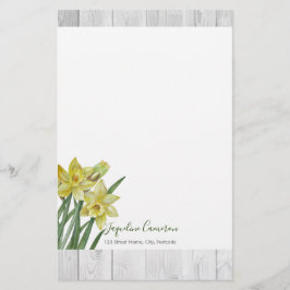 Vattenfärg Daffodils botaniska illustrationer Brevpapper