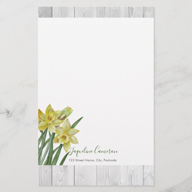 Vattenfärg Daffodils botaniska illustrationer Brevpapper (Framsida)