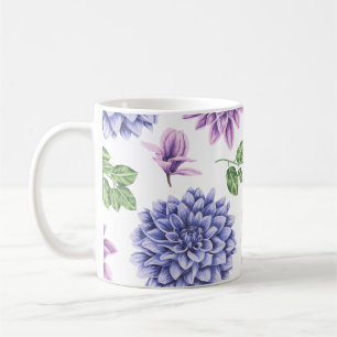 Vattenfärg Dahlias Lila Blue Kaffemugg