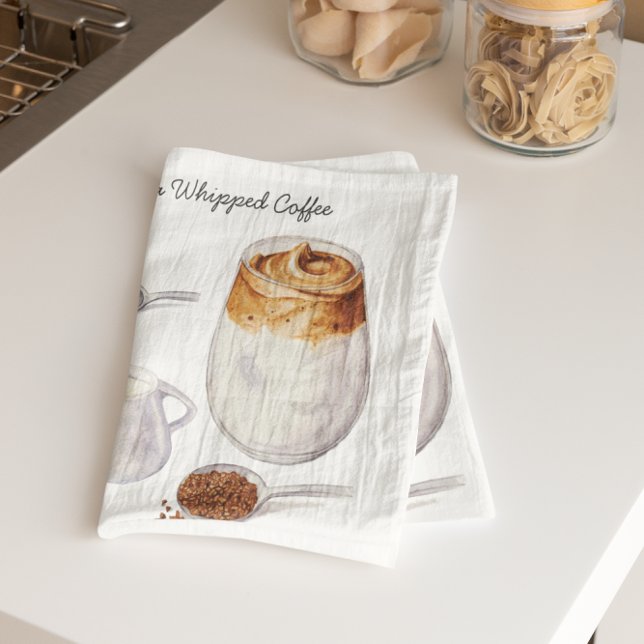 Vattenfärg Dalgona-kafferecept Köksdukar Kökshandduk (Skapare uppladdad)