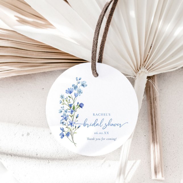 Vattenfärg Damblå Vildblomma Bröllopsdusch  Gåvor Etiketter (Skapare uppladdad)