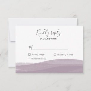 Vattenfärg dammig mauve penseldrag RSVP-kort OSA Kort