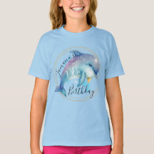 Vattenfärg delfin hav födelsedagsfest T-shirt