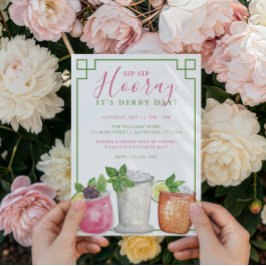 Vattenfärg Derby Day Mint Julep Drinkparty Inbjudningar