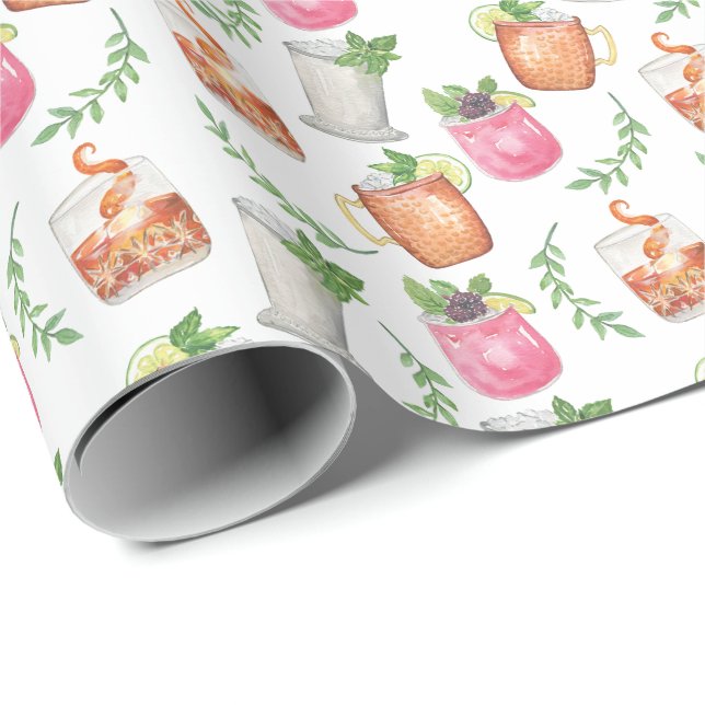 Vattenfärg Derby Day Mint Julep Drycker Presentpapper (Rullad Hörn)