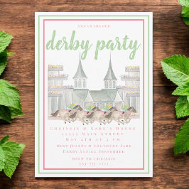 Vattenfärg Derby Party Horse Tävla Byggnad Inbjudningar