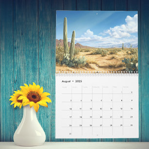 Vattenfärg Desert Cacti Landscapes Kalender
